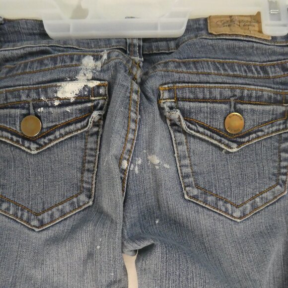 BLUENOTES | 27 X 30 | Kate Relaxed Flare | Distressed Denim | White Paint Spill - Picture 11 of 16